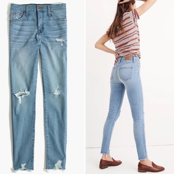 𝅺MADEWELL High-Rise Ontario 9” high-rise Distressed-Hem Edition skinny jeans